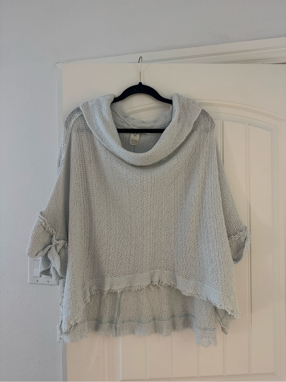 Light Blue Cowl Neck Knit Sweater